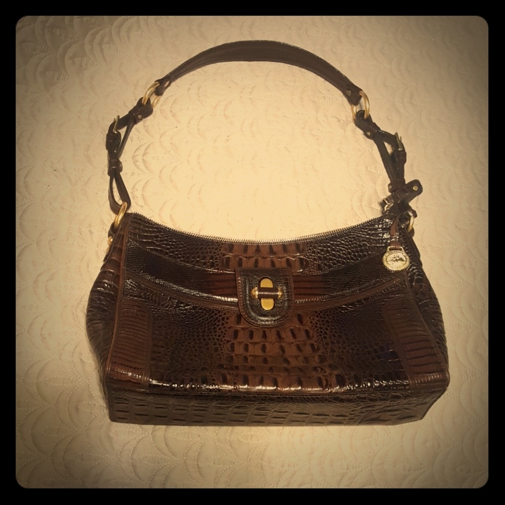 Brahmin Izzie Moc Croc Leather Shoulder Purse